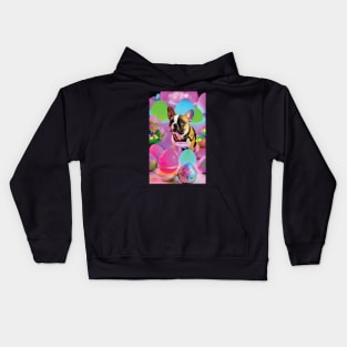 French Bully with Glowing Eggs Kids Hoodie